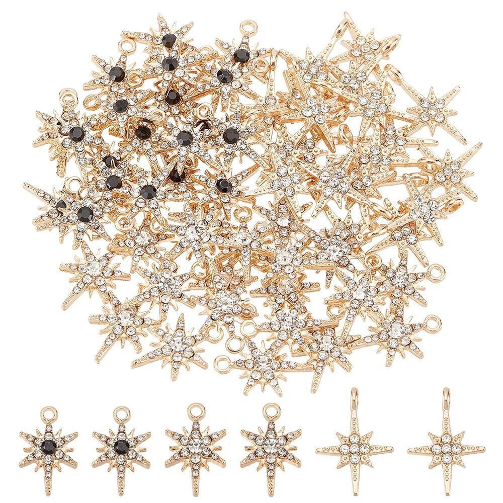 9199 60pcs Star Charms North Star Cubic Zironia Pandent 3 Style Star